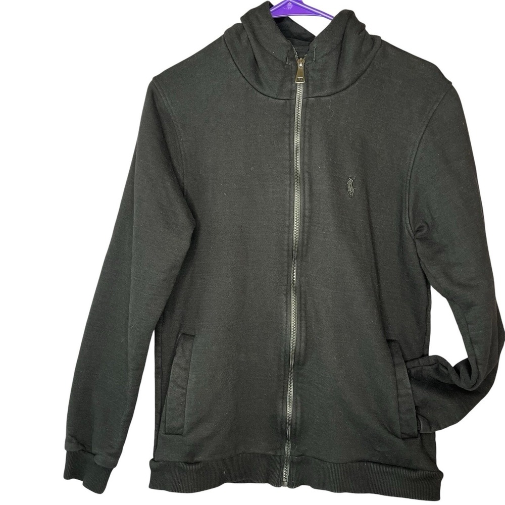 Polo Ralph Lauren Classic Preppy‎ Zip Up Fleece Black Embroidered Pony Hoodie L
